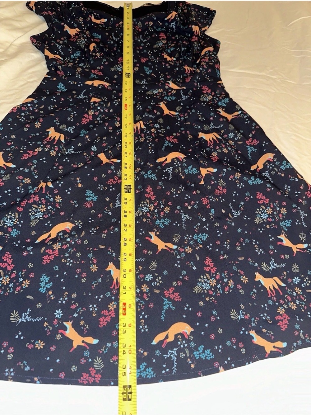 eshakti Navy Dress with Orange Fox & Floral Print - Picture 11 of 13